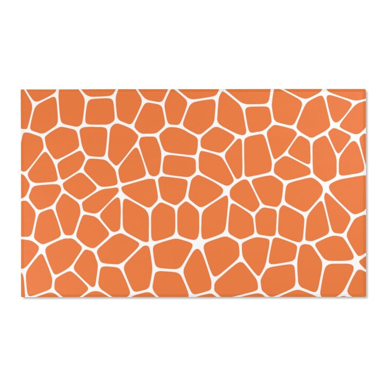 Orange Funky Rug, Aesthetic Room Decor, Tangerine Voronoi Pattern Rug, Sorority Decor, Y2k Groovy Rug, Tangerine Trendy Rugs, Y2k Decor image 6