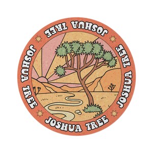 Joshua Tree Round Area Rug, Yucca Brevifolia Decor, Retro Joshua Tree Art Rug, College Dorm Decor, Danish Pastel National Park Home Decor image 2