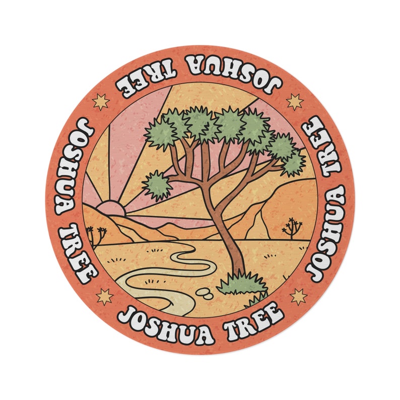Joshua Tree Round Area Rug, Yucca Brevifolia Decor, Retro Joshua Tree Art Rug, College Dorm Decor, Danish Pastel National Park Home Decor image 2