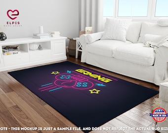 Retro-Gaming-Teppich, Chenille-Teppich für Jugendzimmer mit Videospiel-Controller