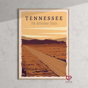 Retro Tennessee Poster, Tennessee Reisegeschenk, Volunteer State Wandkunst, Vintage Tennessee Wanddekor, Nashville Memphis Knoxville Kunstdruck