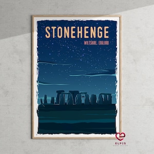 Stonehenge Wall Art – Vintage England Poster, Megalithic Monument Print, Wiltshire UK Travel Gift, Historical Decor