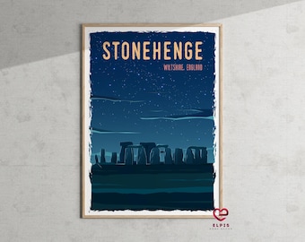 Stonehenge Wall Art – Vintage England Poster, Megalithic Monument Print, Wiltshire UK Travel Gift, Historical Decor