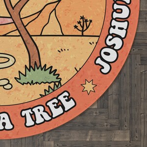 Joshua Tree Round Area Rug, Yucca Brevifolia Decor, Retro Joshua Tree Art Rug, College Dorm Decor, Danish Pastel National Park Home Decor image 5