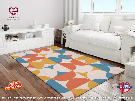 Retro Modern Rug, Preppy Room Decor, Groovy Y2k Rug, Danish Pastel Decor, Trendy 70s Style Rug, Groovy College Dorm Decor, Retro Area Rug