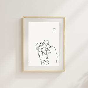 Benutzerdefinierte Line Art Paar Porträt - Minimalistische One Line Zeichnung vom Foto, Hochzeitsgeschenk, Verlobung, digitaler Download