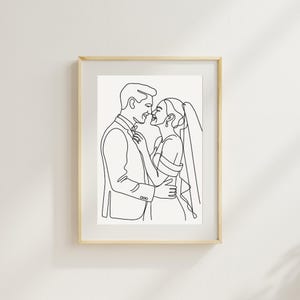 Benutzerdefinierte Line Art Paar Porträt - Minimalistische One Line Zeichnung vom Foto, Hochzeitsgeschenk, Verlobung, digitaler Download