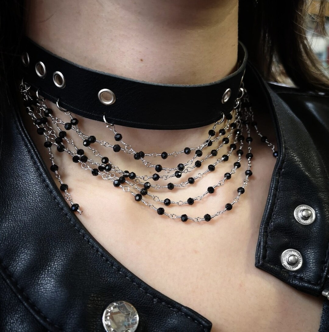 Dark Gothic Chains Genuine Leather Choker C004 Etsy