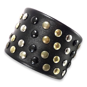 Punk Rock Leather wristband. Mix metal studs- handmade bracelets - mod. W007
