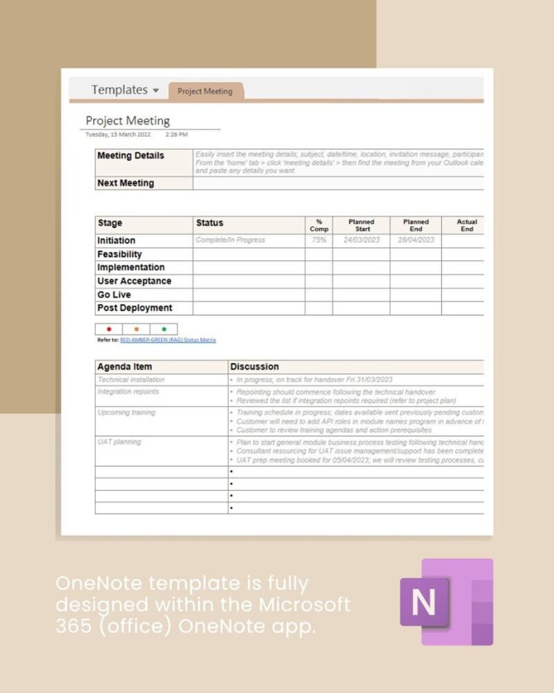 Project Meeting Template Bundle for Onenote (Download Now) Etsy
