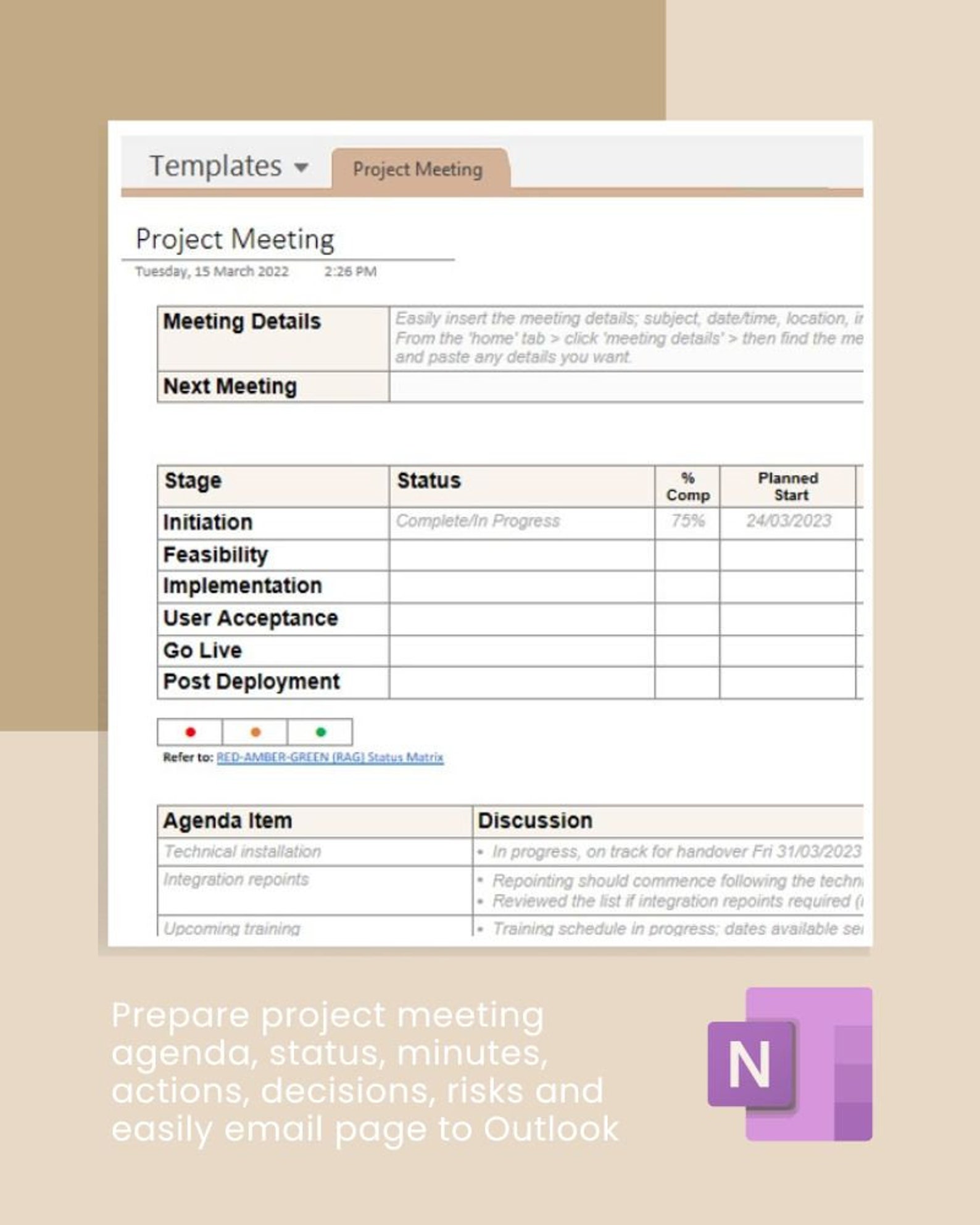 Project Meeting Template Bundle for Onenote (Download Now) Etsy