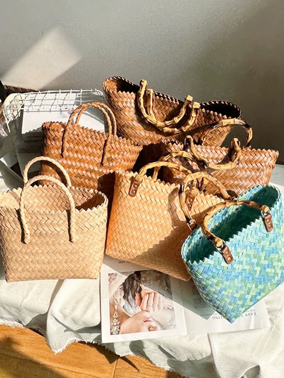 Rattan Woven Bag Straw Bag Beach Bag Vacation Bag Summer Bag Etsy