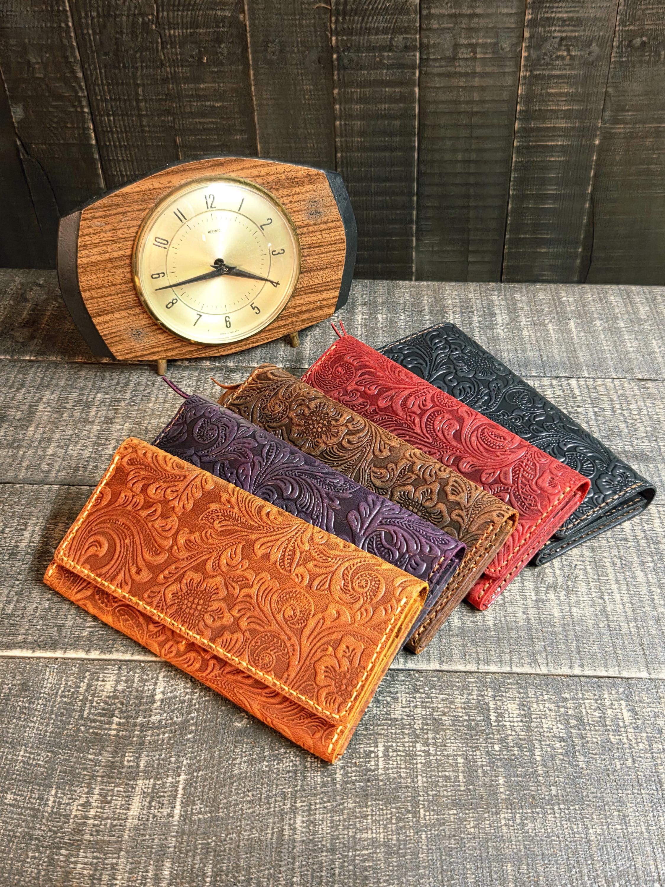 Handmade Floral Tooled Leather Phone Wallet: Western Style Clutch - Etsy