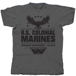 US Colonial Marines Funny T-Shirt Unisex Mens Shirt Gift For Him or Her Tee Shirts Pop Culture Retro Shirt
