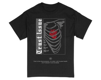 Gothic Heart Rib Cage T-Shirt, Unisex Anatomical Tee, Unique Graphic Shirt, Dark Aesthetic Clothing, Gift for Medical Students