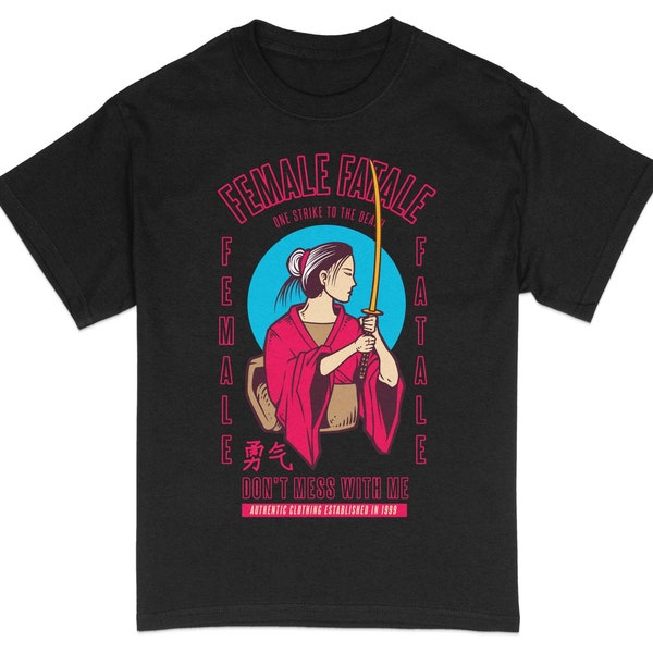 Female Samurai T-Shirt, Strong Woman Warrior Shirt, Japanese Art Inspired Feminist Graphic Tee, Empowerment Casual Wear