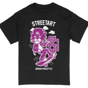 Camiseta de dibujos animados de león skater, camiseta streetwear de estilo urbano, camisa gráfica de león skater unisex, top con ilustración de animales de moda