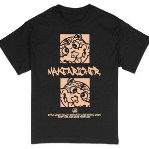 Vintage Cartoon Tiger T-Shirt, Make a Righter Positive Message, Unisex-Grafik-T-Shirt, Glück und Beziehung