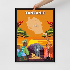 Poster di viaggio TANZANIA | decorazione d'interni | arte di viaggio | Messaggio Tanzania | Carta opaca | Idea regalo decorazione murale | Decorazioni per la casa