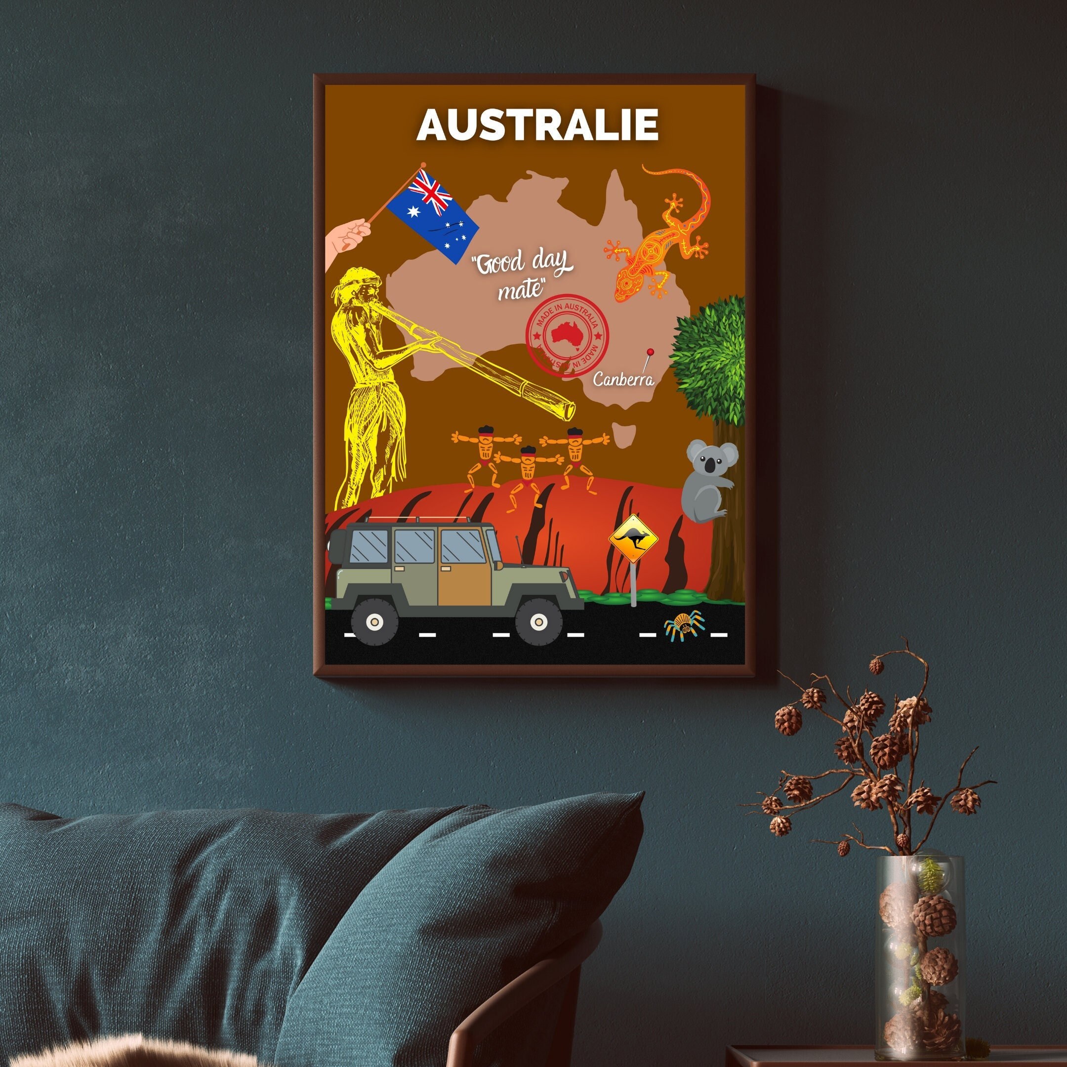 Affiche Voyage Australie | Décoration Intérieure Art Voyage Poster Australie Papier Mat Idée Cadeau