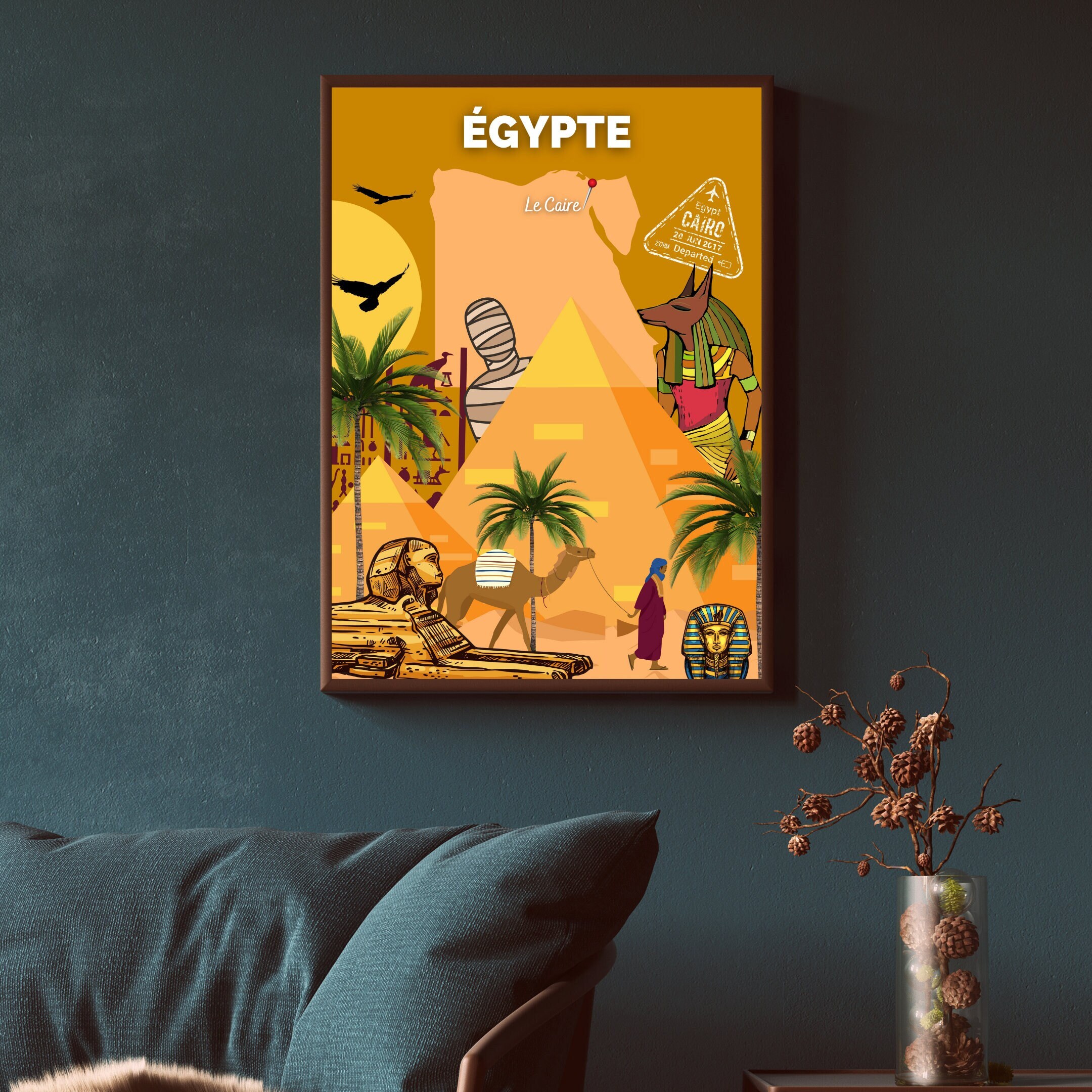 Affiche Voyage Egypte | Décoration Intérieure Art Voyage Poster Egypte Papier Mat Idée Cadeau Décor