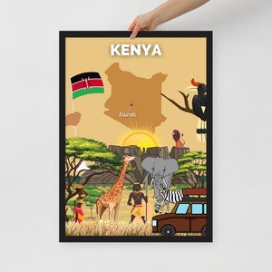 KENYA Poster di viaggio | decorazione d'interni | arte di viaggio | Messaggio Kenia | Poster di carta opaca | Idea regalo decorazione murale | Decorazioni per la casa