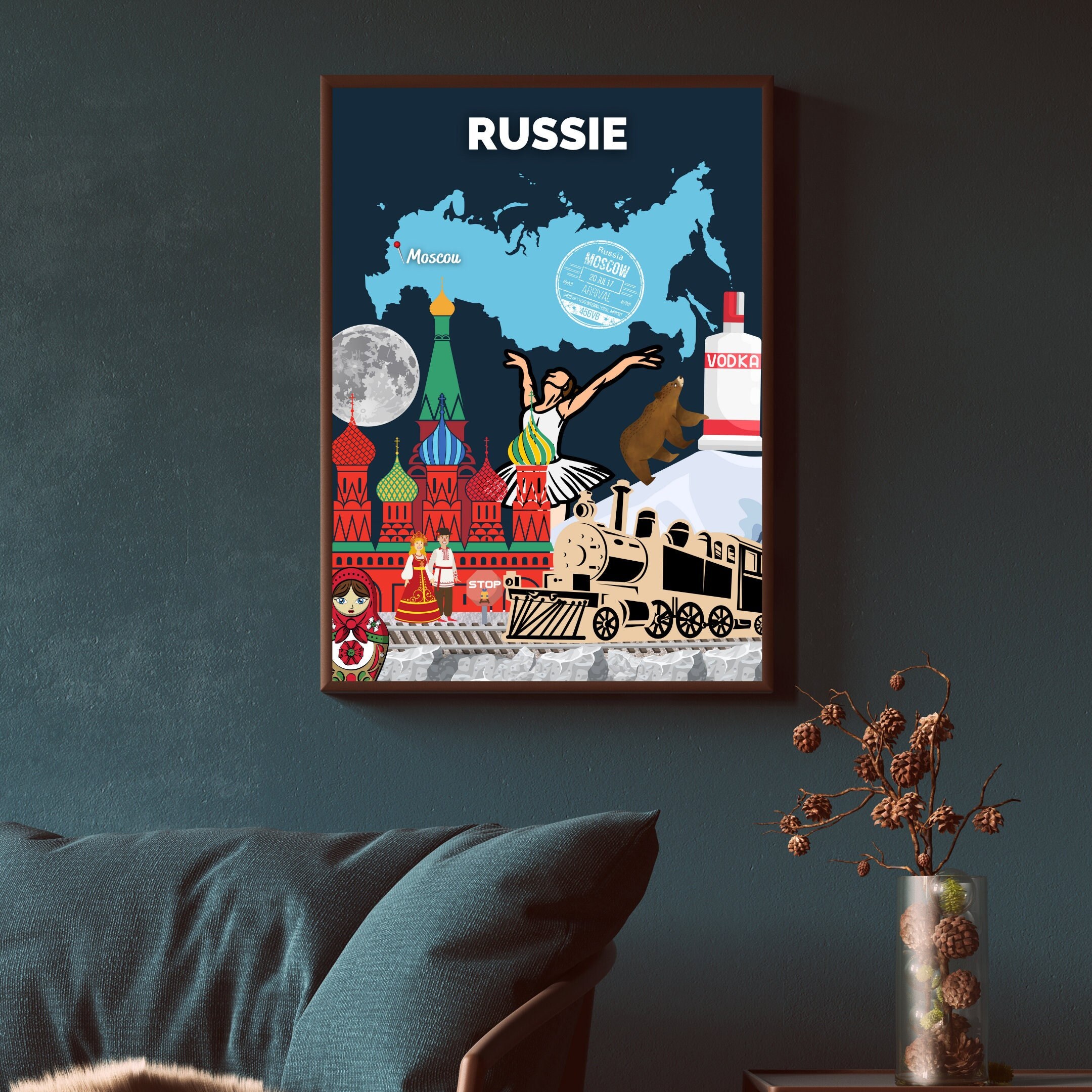 Affiche Voyage Russie | Décoration Intérieure Art Voyage Poster Russie Papier Mat Idée Cadeau Décor