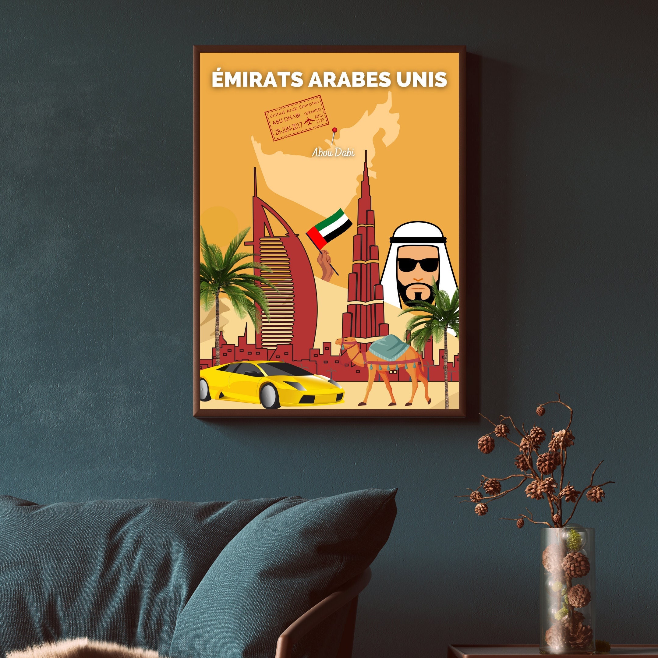 Affiche Voyage Emirats Arabes Unis | Décoration Intérieure Art Voyage Poster Dubai Papier Mat Idée C