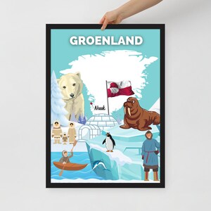Poster di viaggio in Groenlandia | decorazione d'interni | arte di viaggio | Post Groenlandia | Carta opaca | Idea regalo decorazione murale | Decorazioni per la casa