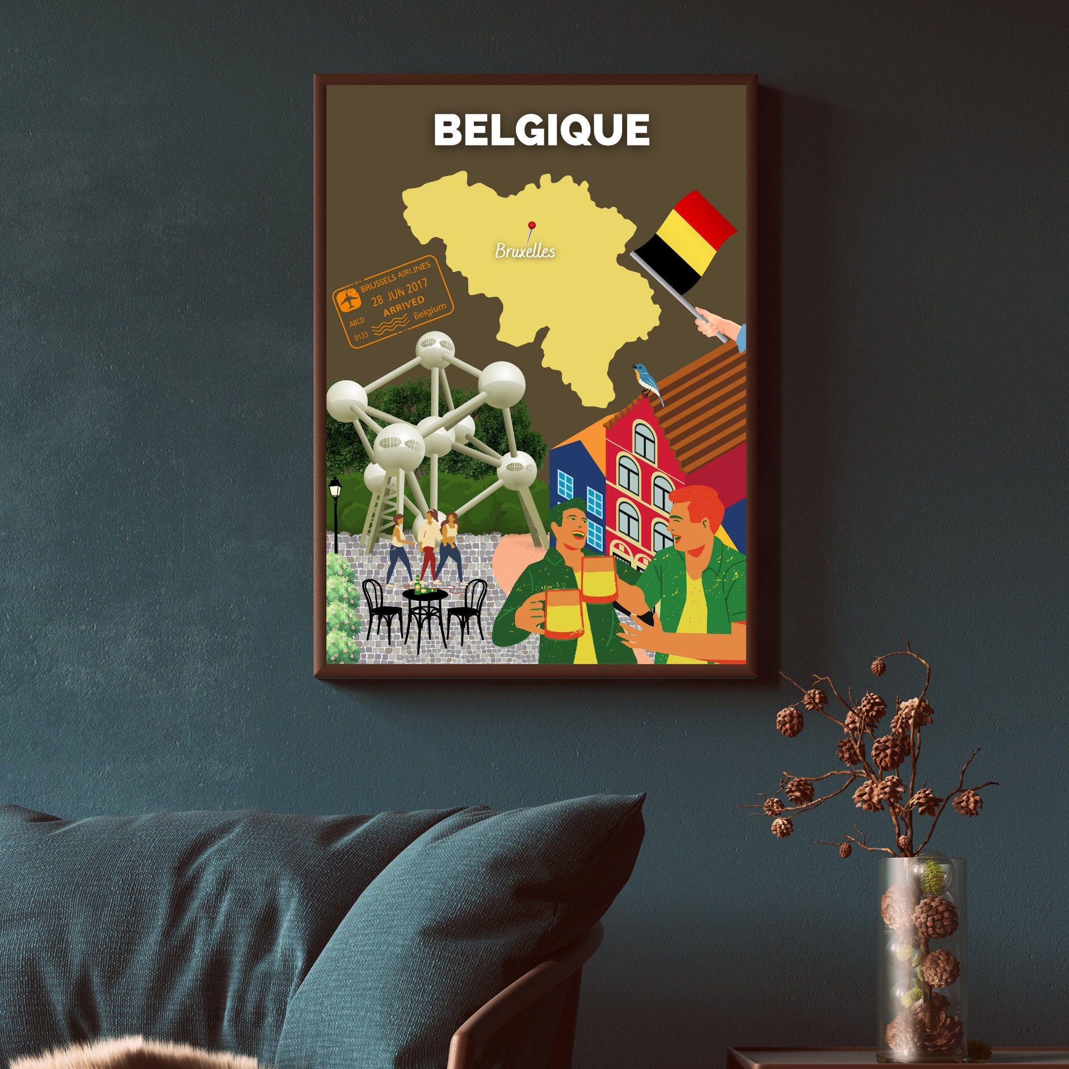 Affiche Voyage Belgique | Décoration Intérieure Art Voyage Poster Canada Papier Mat Idée Cadeau Déco