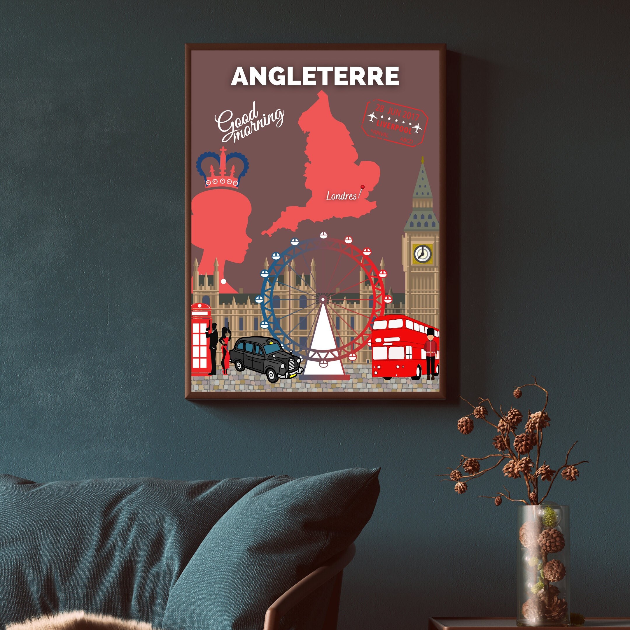 Affiche Voyage Angleterre | Décoration Intérieure Art Voyage Poster Angleterre Papier Mat Idée Cadea