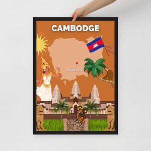 Poster di viaggio CAMBOGIA | decorazione d'interni | arte di viaggio | Messaggio Cambogia | Carta opaca | Idea regalo decorazione murale | Decorazioni per la casa
