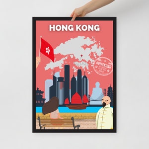 Poster di viaggio HONG KONG | decorazione d'interni | arte di viaggio | Posta Hong Kong | Carta opaca | Idea regalo decorazione murale | Decorazioni per la casa