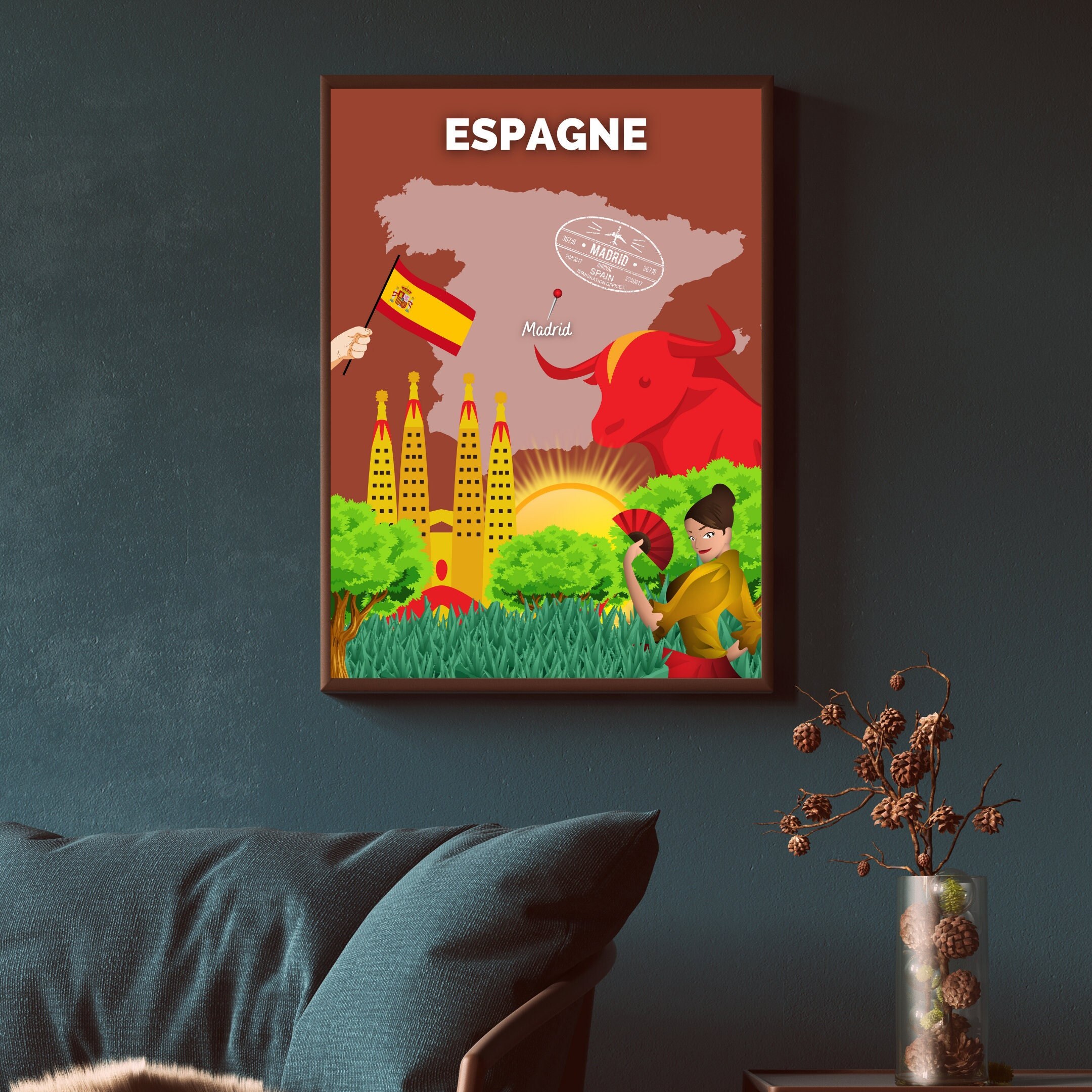 Affiche Voyage Espagne | Décoration Intérieure Art Voyage Poster Espagne Papier Mat Idée Cadeau Déco