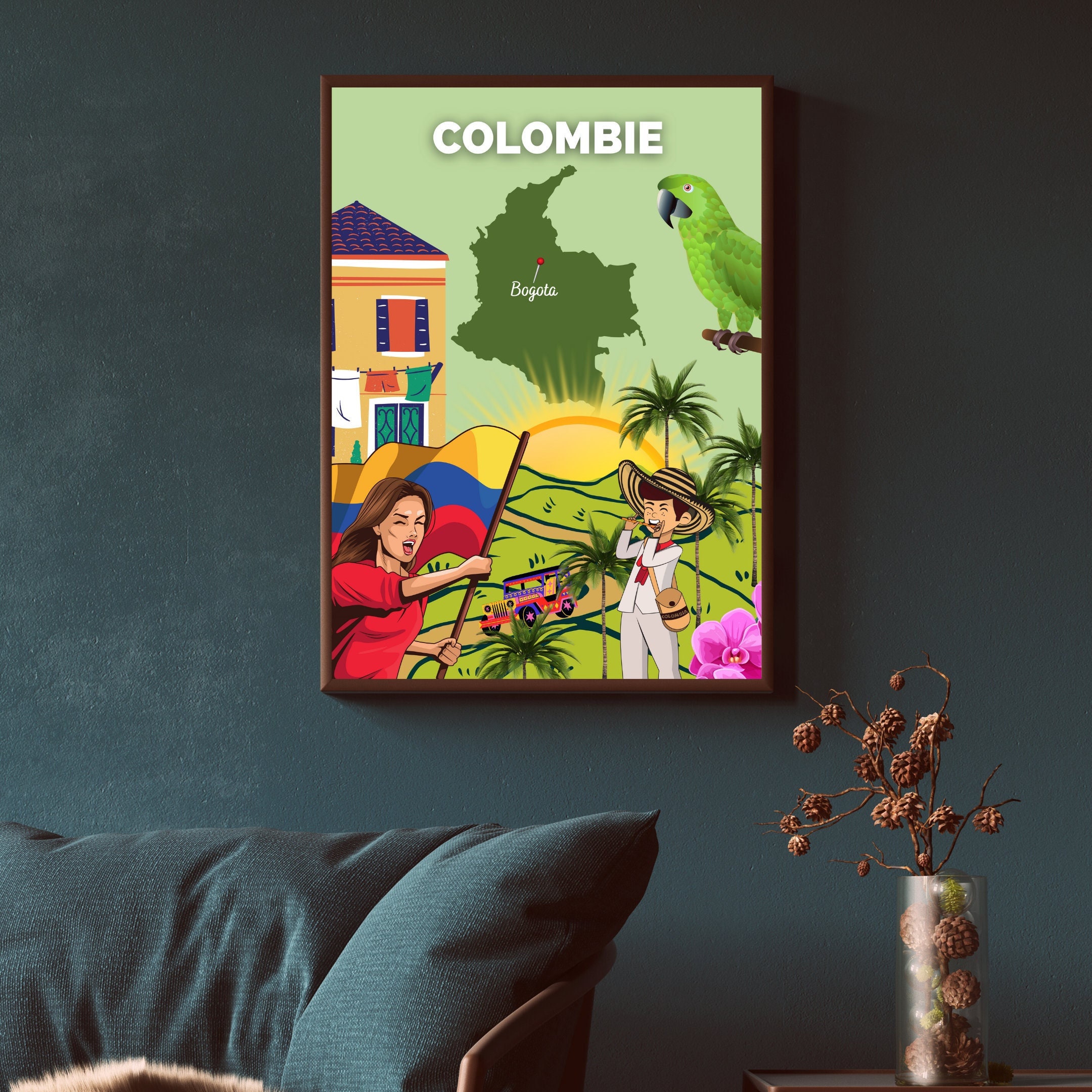 Affiche Voyage Colombie | Décoration Intérieure Art Voyage Poster Colombie Papier Mat Idée Cadeau Dé