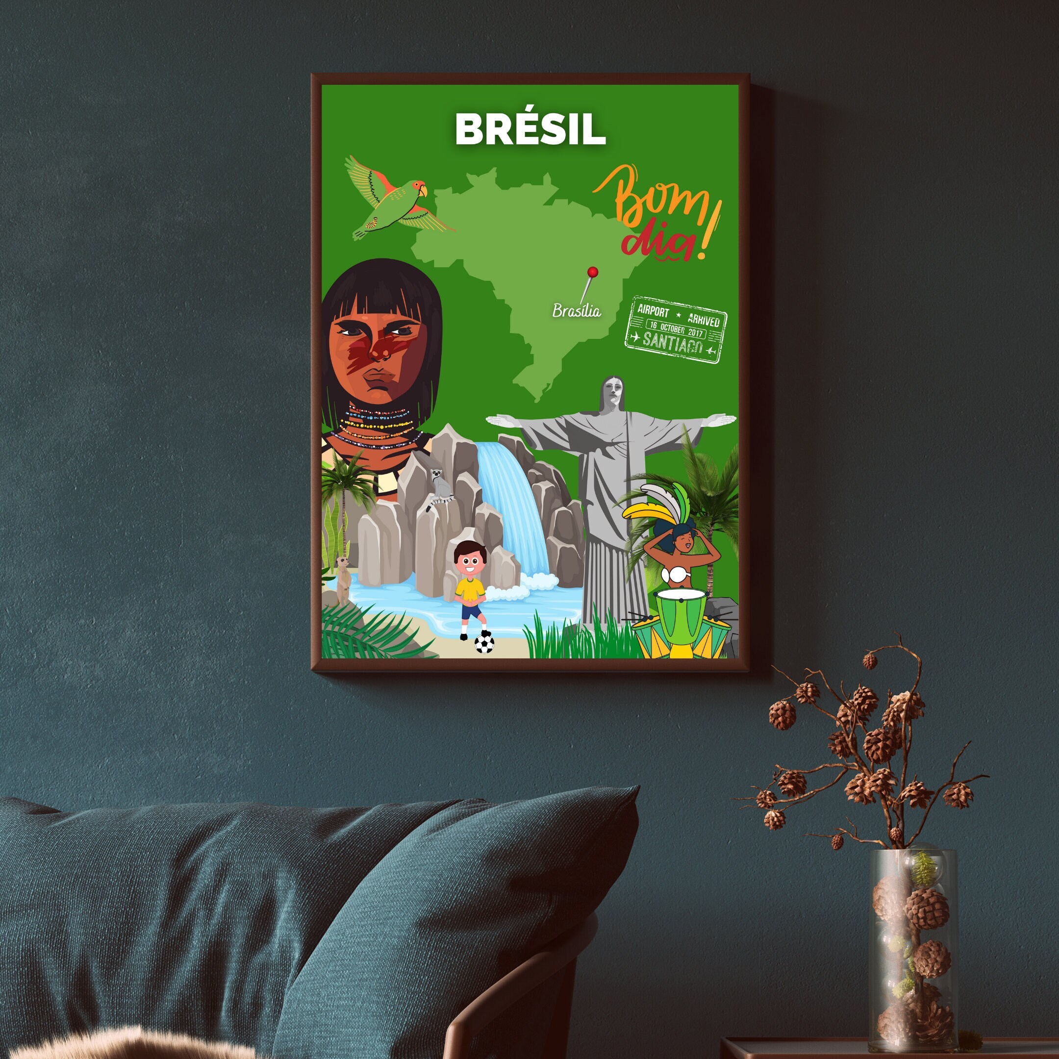 Affiche Voyage Bresil | Décoration Intérieure Art Voyage Poster Brésil Papier Mat Idée Cadeau Décor