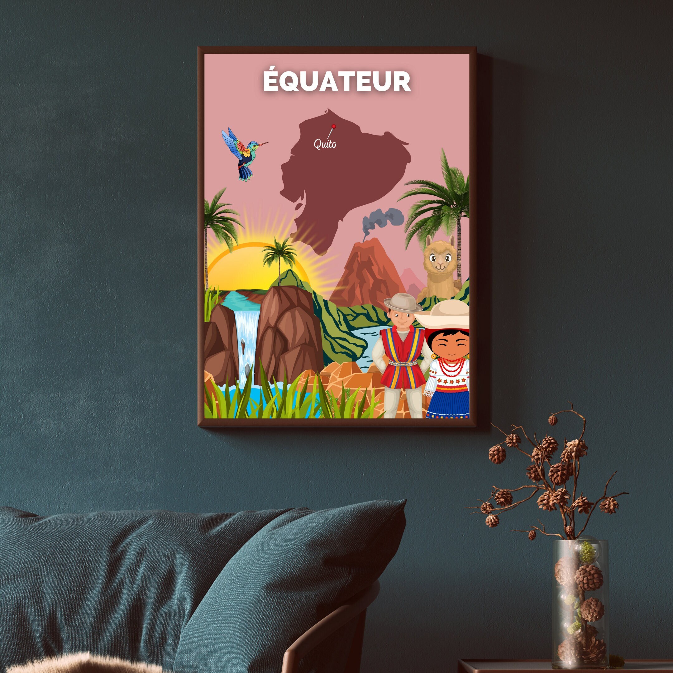 Affiche Voyage Equateur | Décoration Intérieure Art Voyage Poster Equateur Papier Mat Idée Cadeau Dé
