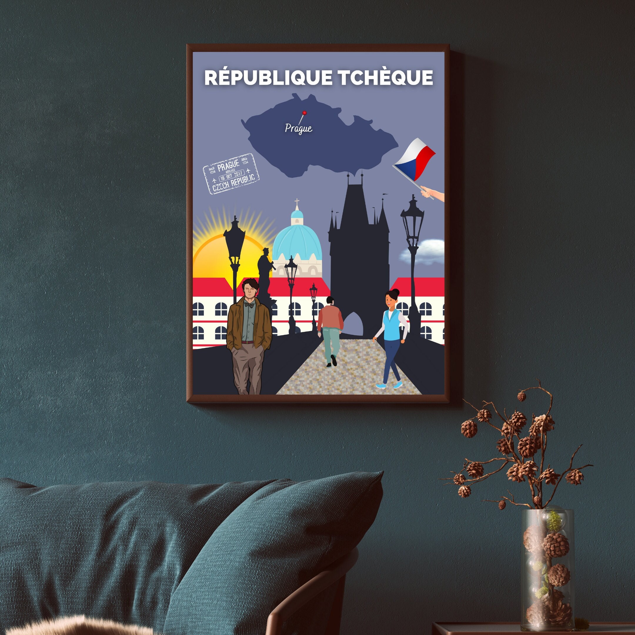 Affiche Voyage Republique Tcheque | Décoration Intérieure Art Voyage Poster Papier Mat Idée Cadeau D
