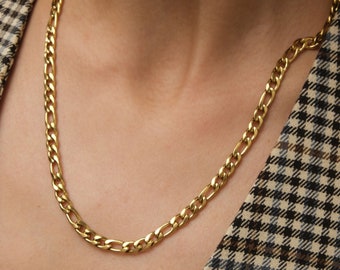 thumbnail image 2 of 18k Yellow Gold Filled Solid Figaro Chain Necklace – 52cm – Men’s Statement – Handmade 2 of 4