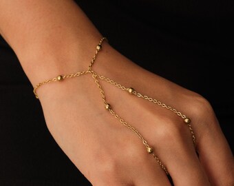 18K Gold Plated Dorika Sahmeran Bracelet Ball Chain Shahmaran Hand Chain Elegant Minimalist