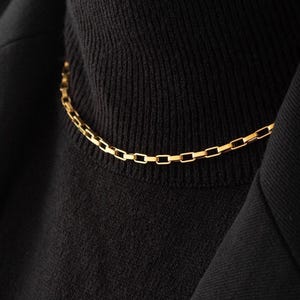 18K guldpläterat halsband med öppen ask - 3 mm tjockt