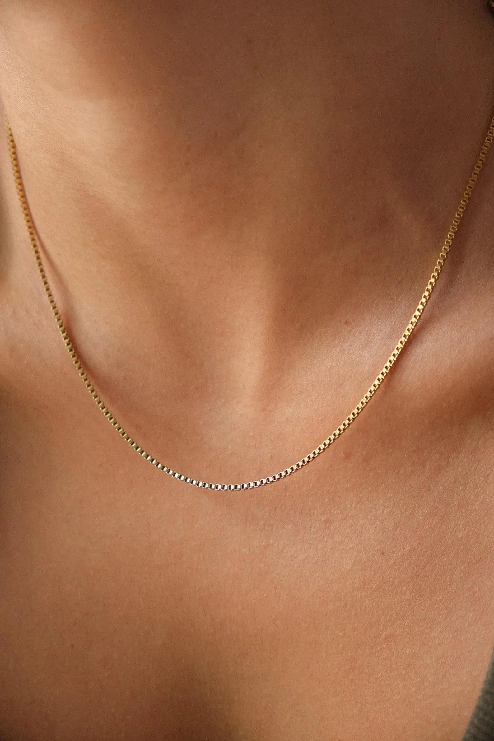 18K Gold Plated Box Chain Necklace - Adjustable Open Link Chain - Etsy