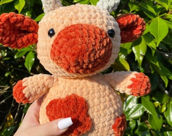 Cute Orange Crochet Cow | Cow Plushie | Crochet Animals | Cute Crochet Animals | Crochet Animal Plushies | Love Cow