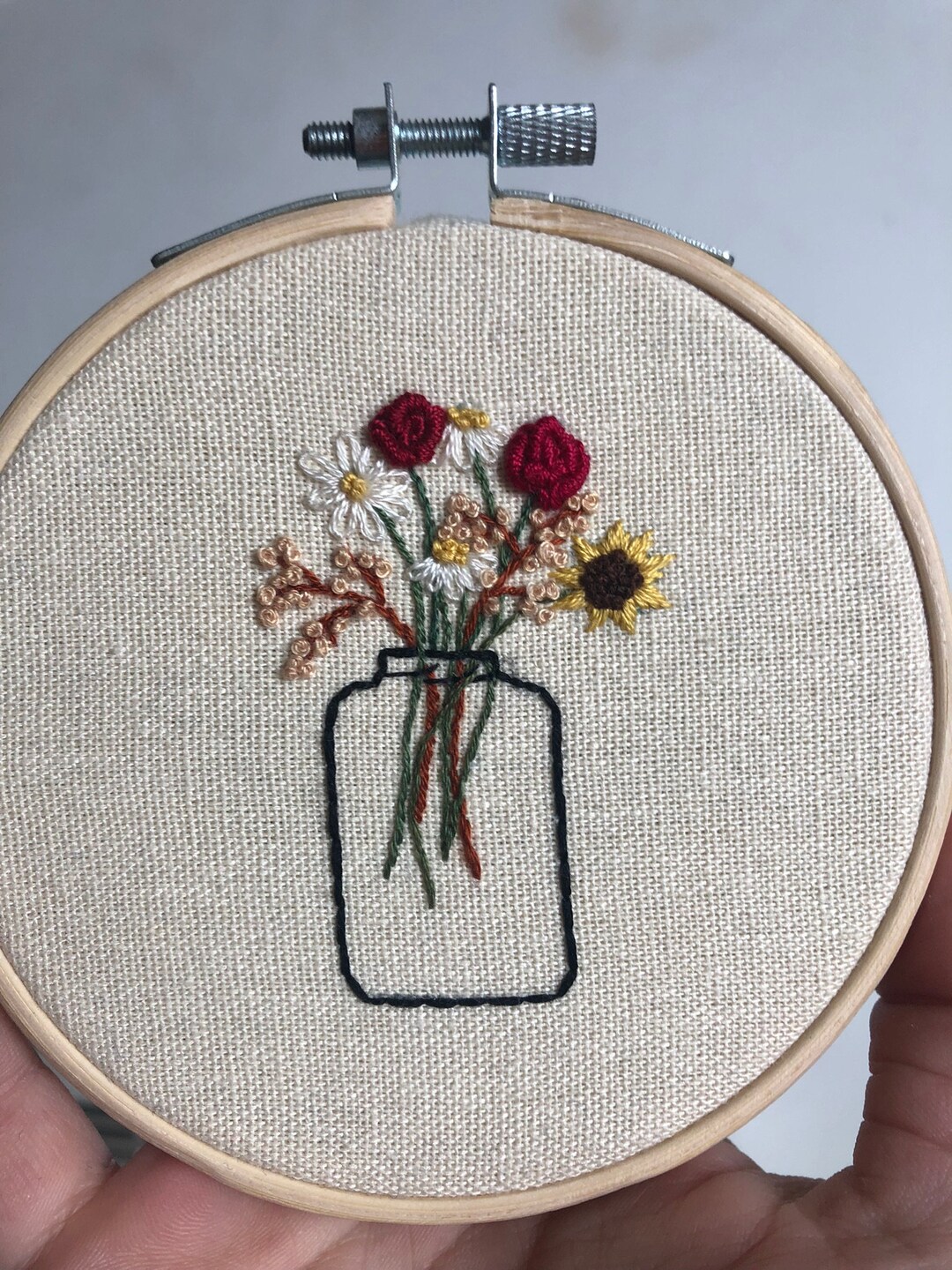 Handmade Flower Bouquet Embroidery Hoop - Etsy