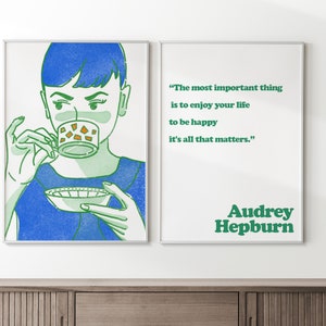 Audrey Hepburn en haar quote set | Afdrukbare kunst aan de muur