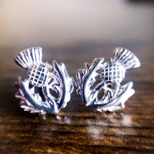 Silver Thistle Stud Earrings | Scottish Heritage Jewellery | Celtic Design Earrings | BellsOfScotland