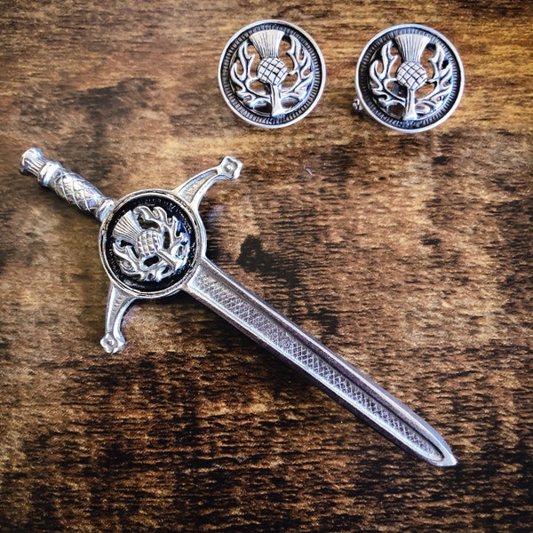 Thistle Kilt Pin & Cufflinks | Scottish Thistle Cufflinks | Scottish Thistle Kilt Pin | Scottish Cufflinks | Pewter | Scottish Wedding Gift