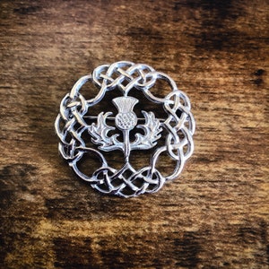 Celtic Thistle Brooch | Highland Symbolism in Silver Pewter | BellsofScotland