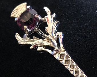 Scottish Thistle Kilt Pin Silver Brushed Antique Finish 4" Celtic Pin & Brooch Scottish Thistle Kilt Pin Silver Brushed Antique Finish 4" Celtic Pin & Brooch