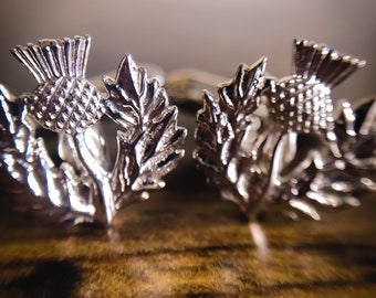 Gemelos de cardo de plata / Accesorios de herencia escocesa / Gemelos de diseño celta / BellsOfScotland